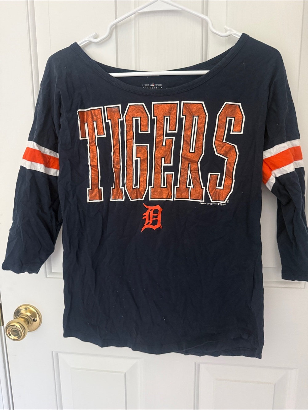 Genuine Merchandise Navy and Orange Detroit Tigers 3/4 Sleeve Tee
